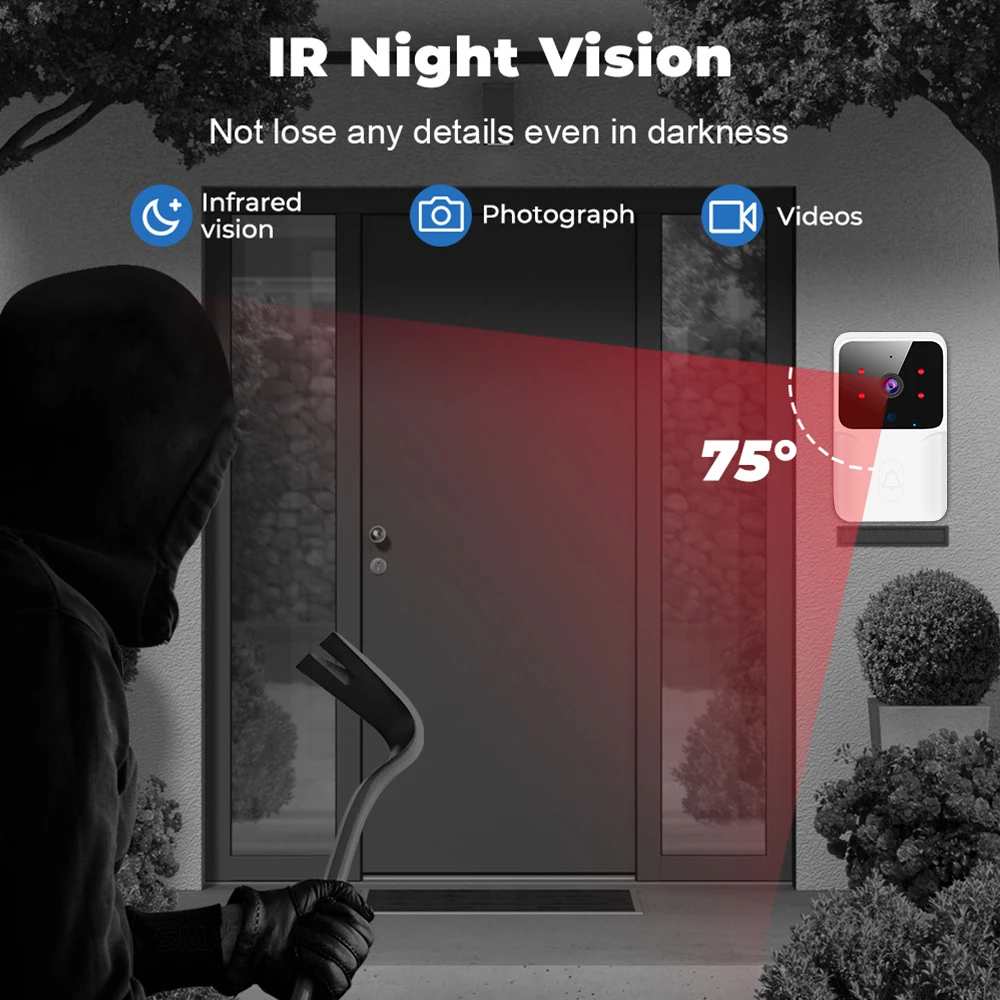 Tuya WiFi Video Doorbell Wireless HD Camera IR Alarm Security Smart Home Door Bell WiFi Intercom for Home - Image 5